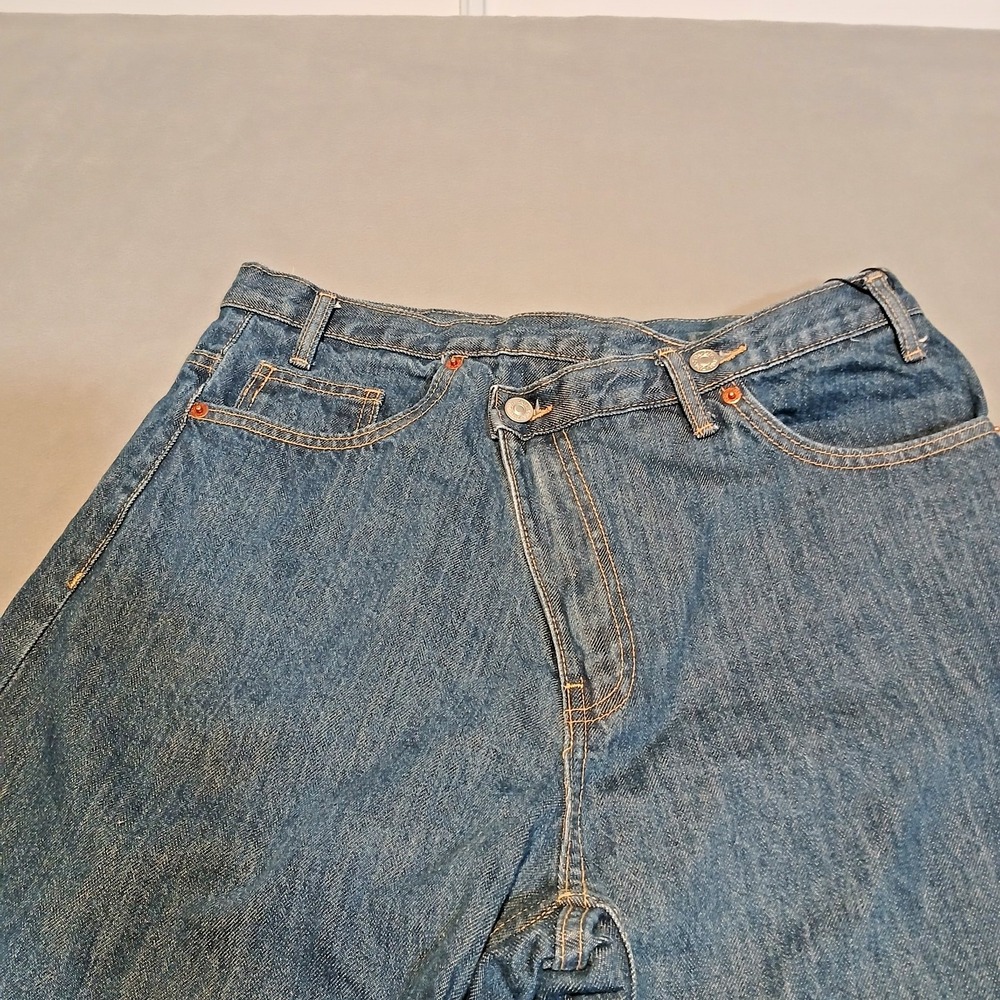 Zara Women's Wonky Crisscross High-Rise Wide-Leg Denim Jeans Blue Size 12 - Picture 8 of 13